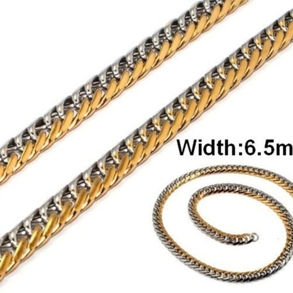 316L stainless steel gold and silver tone necklace